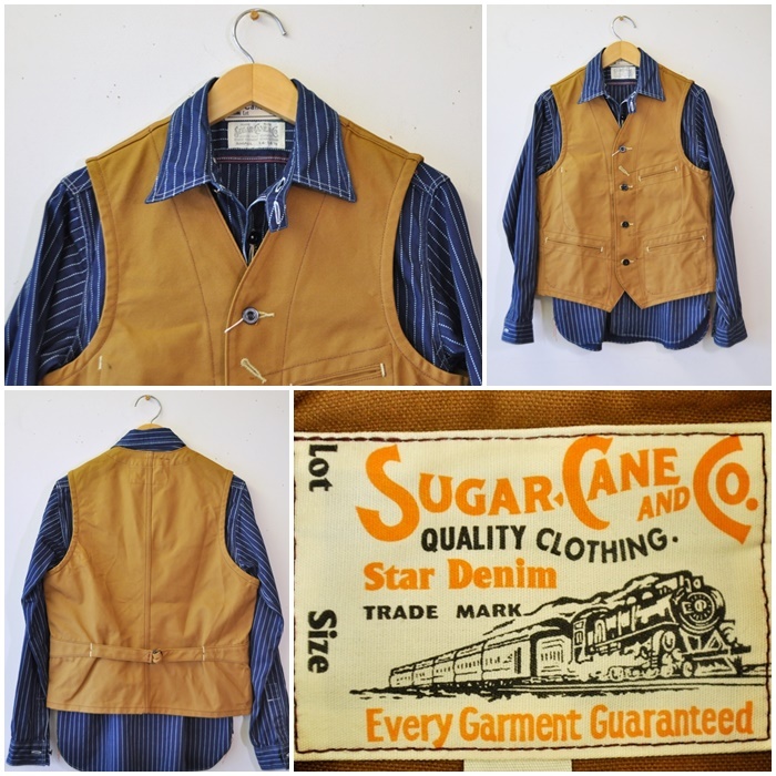 トップス SUGAR CANE SC14375 BROWN DUCK WORK VEST 13 oz. Brown Duck Work Vest