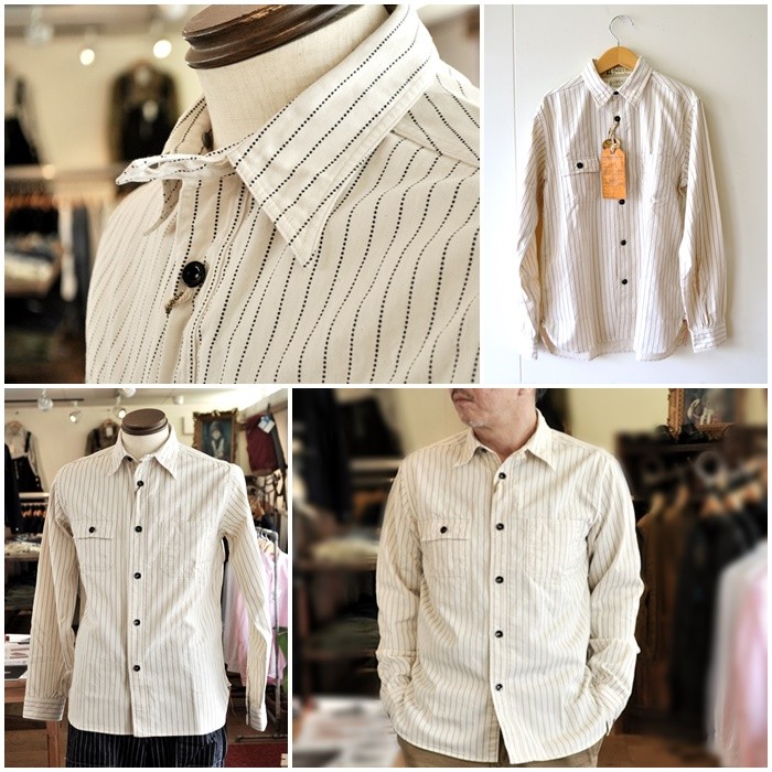 シュガーケーン/ホワイトウォバッシュストライプワークシャツ/SIZE 16 SUGAR CANE SUGARCANE シュガーケーン ウォバッシュワークシャツ