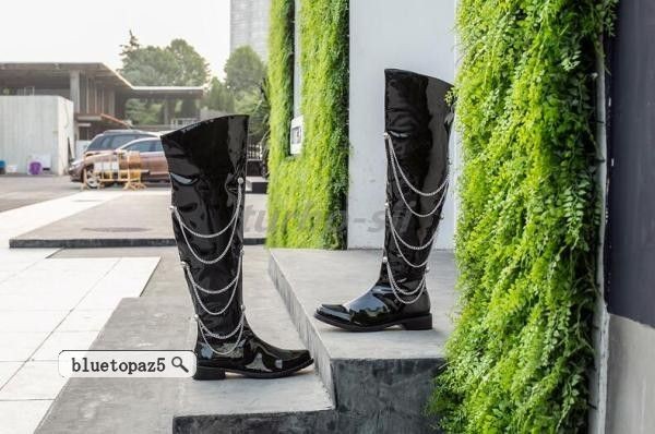 日本初の メンズ ロングブーツ エンジニアブーツ ハイカットシューズ かっこいい 紳士靴 サイドファスナー付き ウエスタンブーツ ミリタリーブーツ  サイズ:24.0CM - www.oroagri.eu