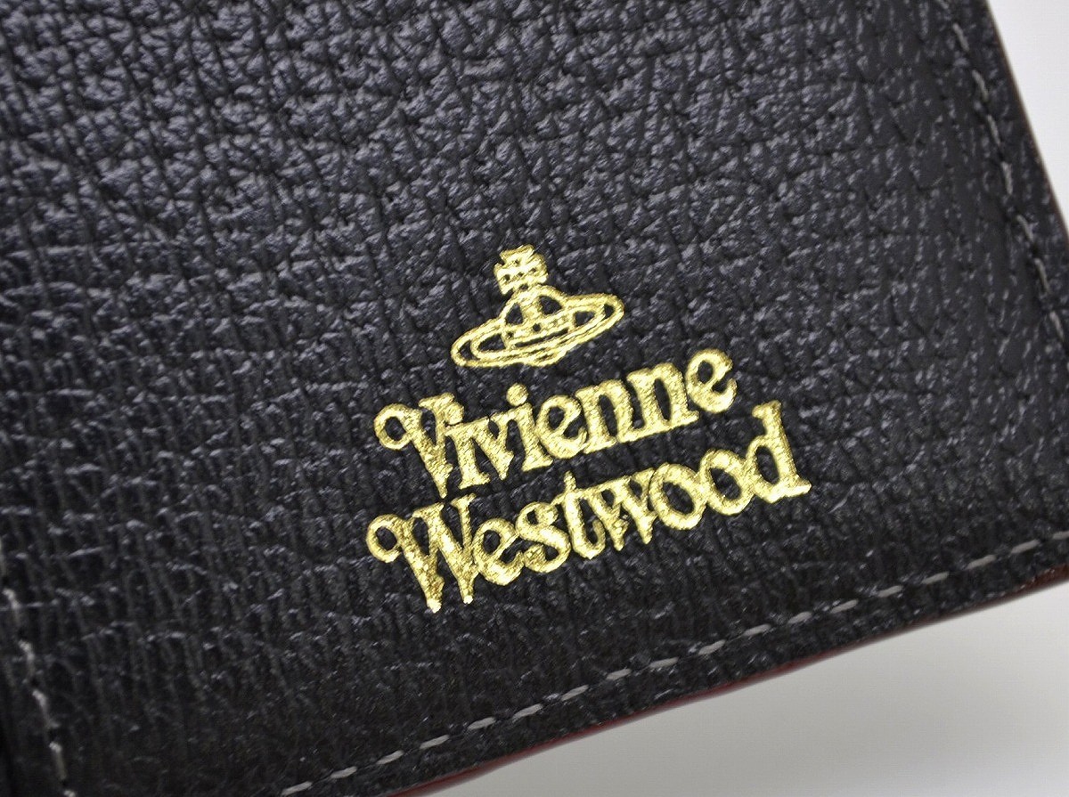 財布 Vivienne Westwood ヴィヴィアン ウエストウッド オーブ K 黒 ブラック 2つ折 ゴールド金具 注目ブランド レザー