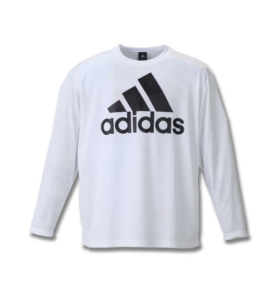 のクルーネ】 大きいサイズ メンズ adidas 長袖Tシャツ ホワイト 1178