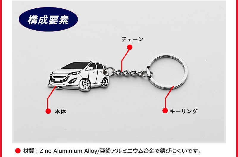 プレゼント】マツダ プレマシー 車型キーホルダー 鍵 キーリング
