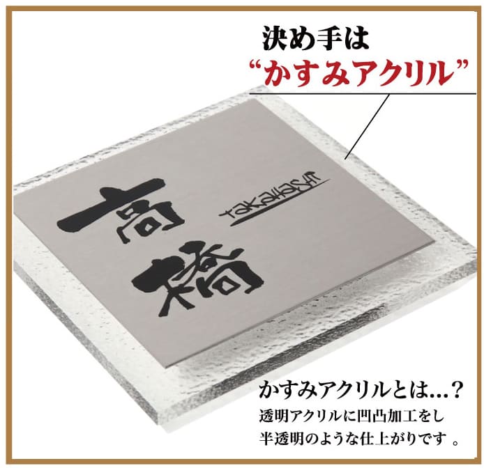 表札 ステンレル×かすみアクリル ステンレス表札 アクリル表札