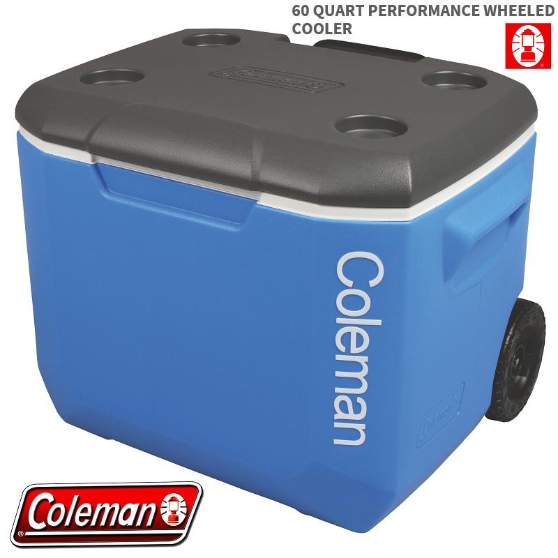 Coleman コールマン クーラーボックス 日本未発売品 60QT ホイールクーラー BLUE/WHITE キャスター付き
