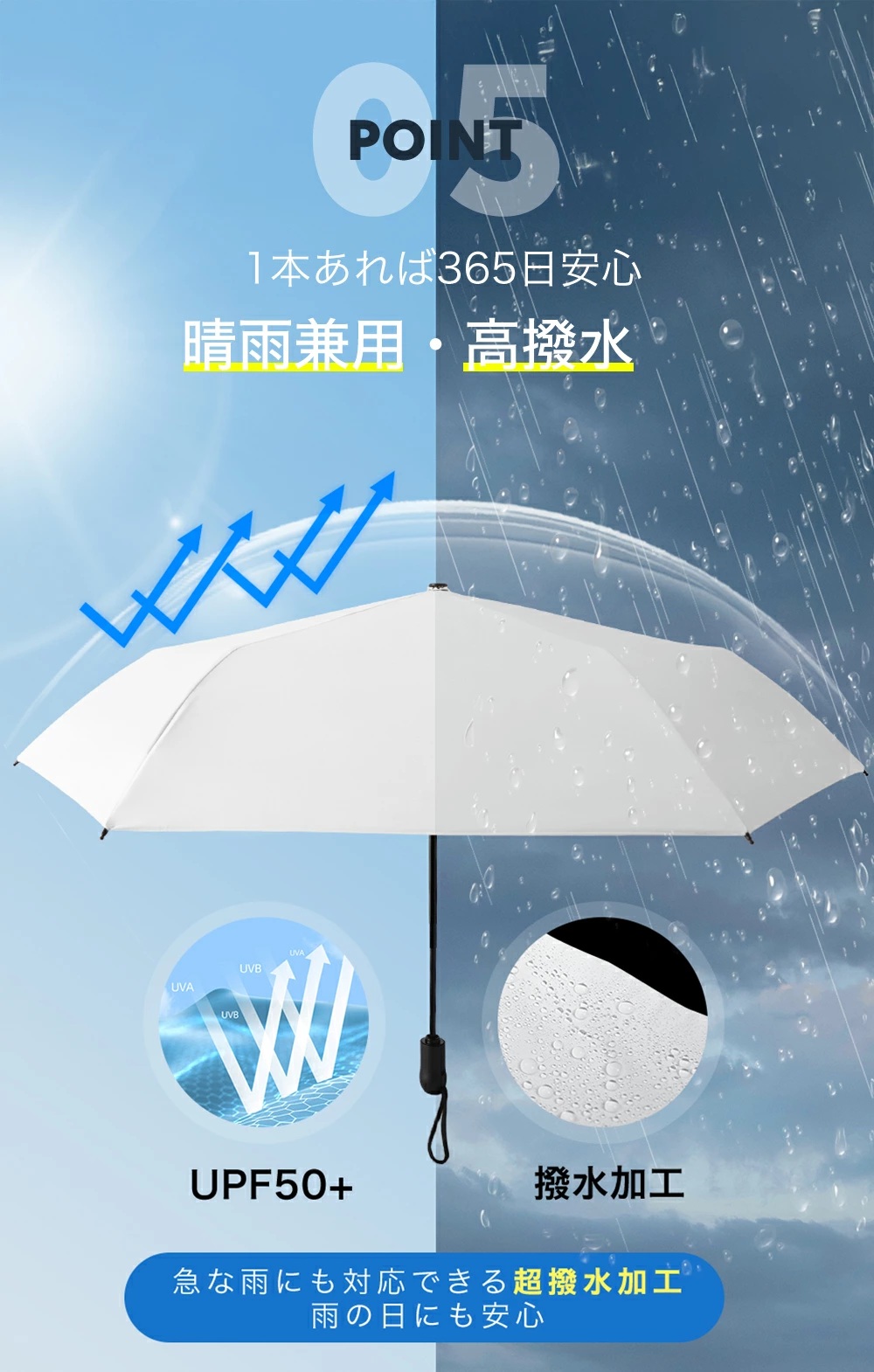 シシベラ ワンタッチ日傘 通勤  風に強い 紫外線対策 折りたたみ UVカット 傘 軽量 人気 晴雨兼用 遮光遮熱 丈夫 レディース 花柄 メンズ ゴルフ キャンプ 夏 | CICIBELLA | 14