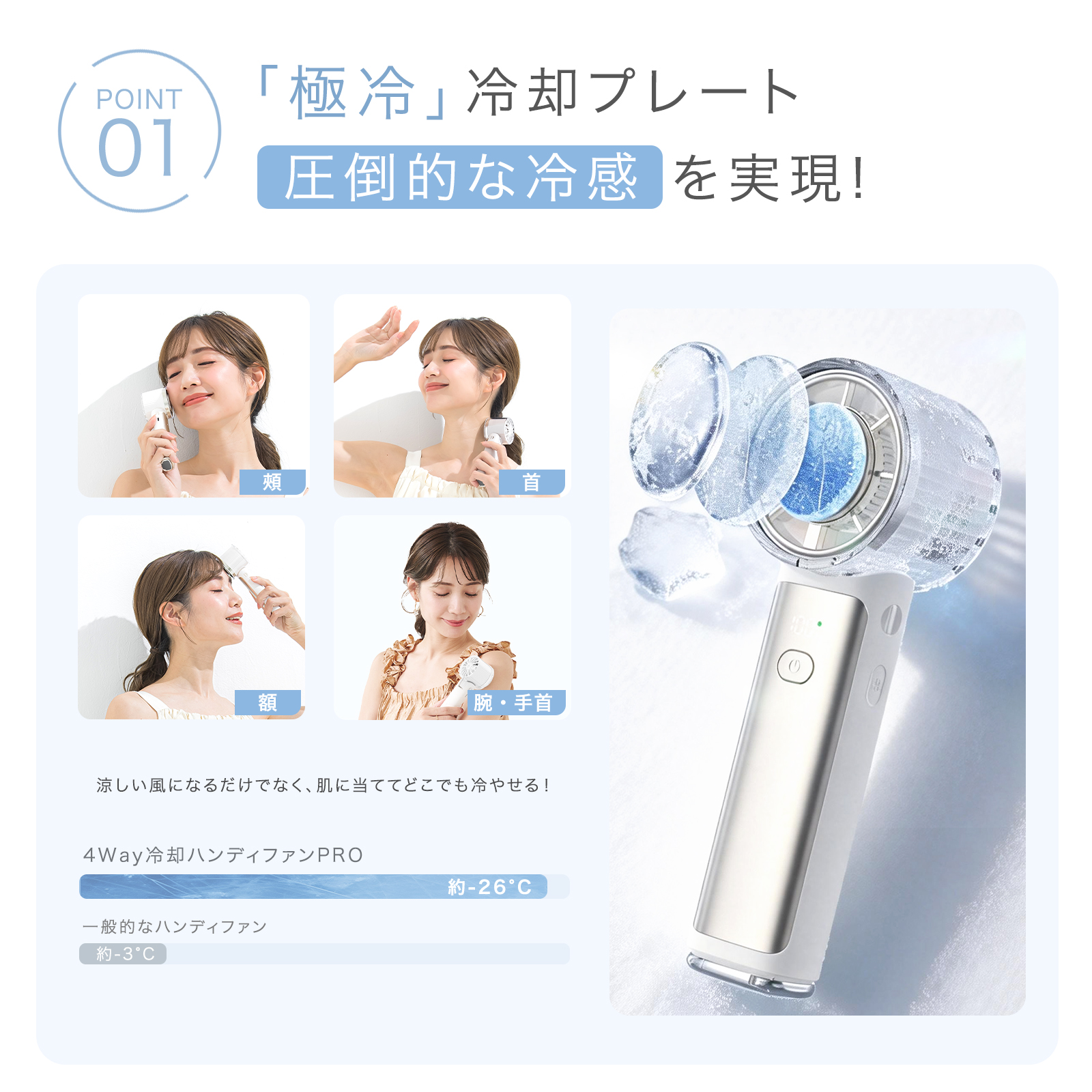 【先行発売 テレビ紹介】シシベラ 4way ハンディファン 2026最新版 冷却 PRO 冷却プレート付き 扇風機 ハンディ 強風 小型 冷却モード 充電式 cicibella 卓上 | CICIBELLA | 10