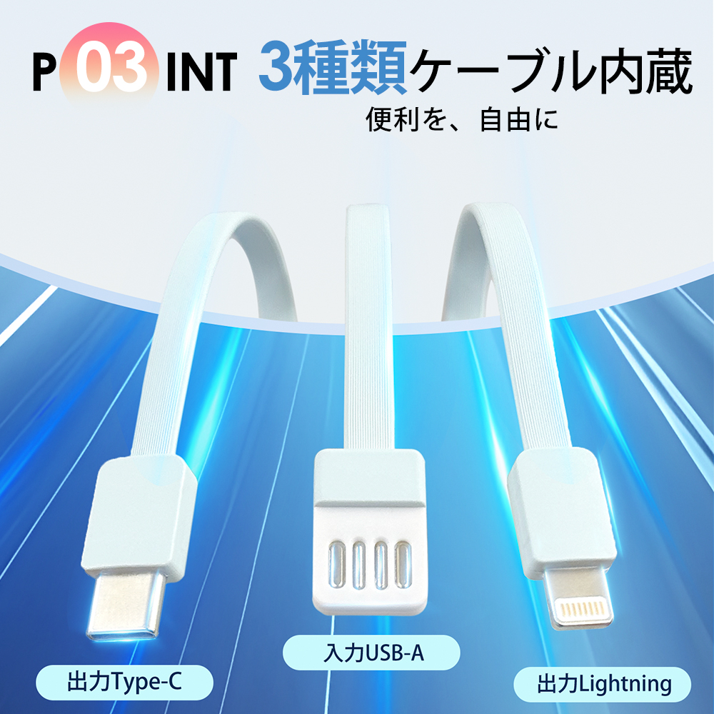 3in1 モバイルバッテリー 4台同時充電 急速充電 大容量  軽量 10000mAh iphone対応 android対応 スマホ充電器 Type-C 防災対策 PSE ポイント利用 | CICIBELLA | 09