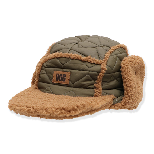 【UGG/アグ】100917 Men's UGGfluff Hat キャップ フライトキャップ ハット 帽子 キルティング ボア もこもこ 耳当て メンズ プレゼント ギフト 防寒 | UGG | 01