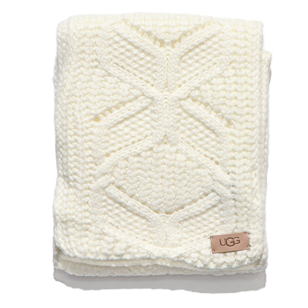 【UGG/アグ】101013 Cable Scarf スカーフ マフラー ケーブルニット ロゴ レディース ギフト 防寒 おしゃれ 通勤 通学 | UGG | 01