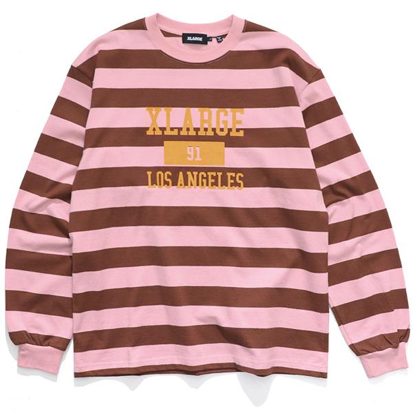 エクストララージ【X-LARGE】 COLLEGE LOGO STRIPED L/S TEE ロンT 長袖 メンズ クルーネック ロゴ ラージ ストリート【ネコポス発送無料】｜bobsstore｜03