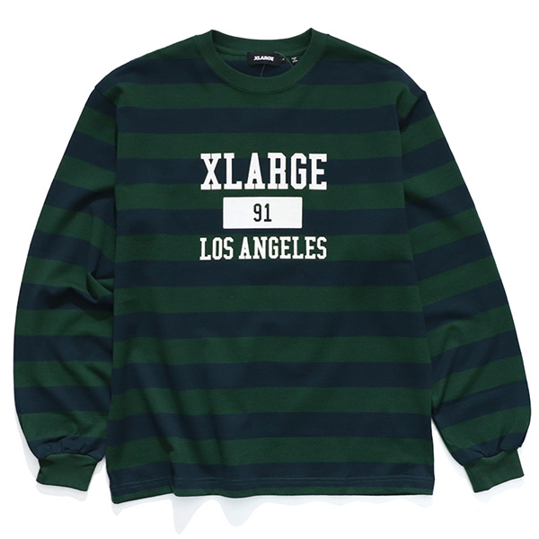 エクストララージ【X-LARGE】 COLLEGE LOGO STRIPED L/S TEE ロンT...