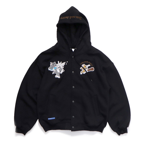 シークエンズ【SEQUENZ】TJ RAMUNE SHOT SNAP HOODIE トムとジェリー スナップフーディ パーカー 刺繍 裏起毛 ユニセックス キャラクター ストリート | SEQUENZE | 01