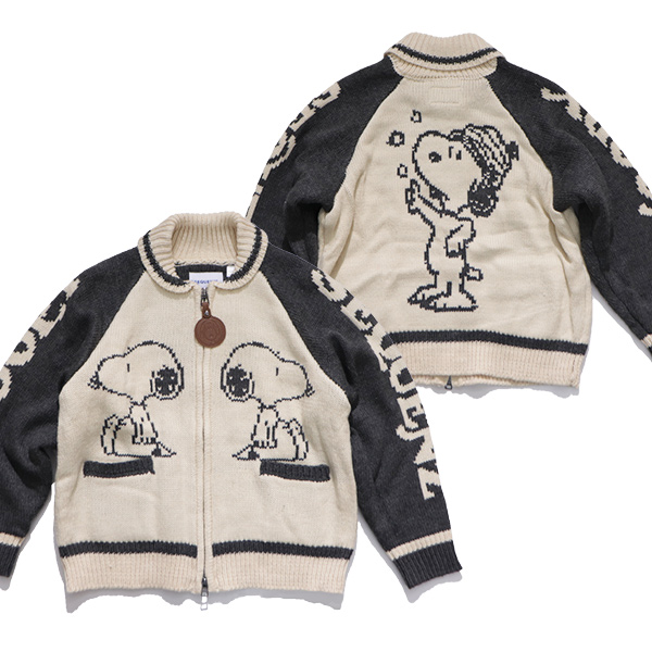 シークエンズ【SEQUENZ】25770916 スヌーピー カウチンニット セーター COWICHAN SWEATER 長袖 フルジップ ユニセックス メンズ レディース | SEQUENZE | 01