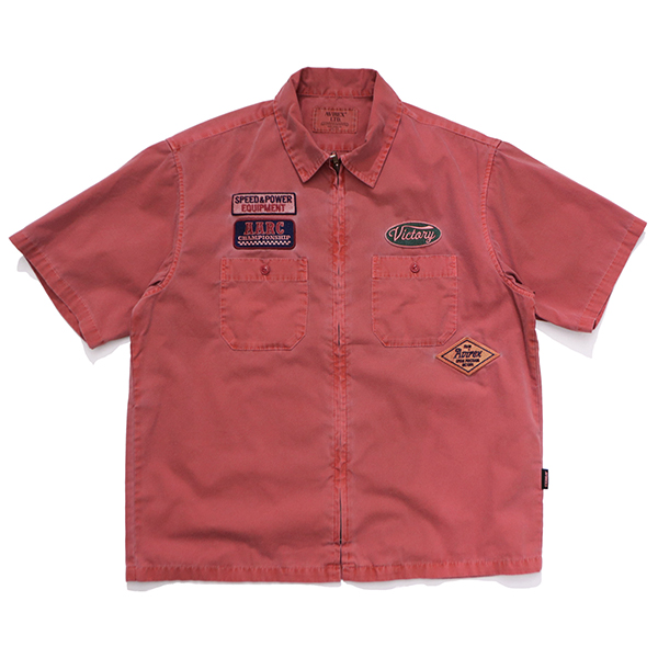 アヴィレックス【AVIREX】783-6123004《A.A.R.C》FADED PATCHED S/S ZIP WORK SHIRT ジップ ワークシャツ 半袖 ワッペン 刺繍 メンズ ミリタリー ヴィンテージの画像