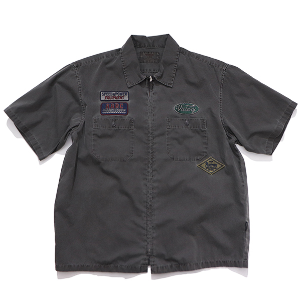 アヴィレックス【AVIREX】783-6123004《A.A.R.C》FADED PATCHED S/S ZIP WORK SHIRT ジップ ワークシャツ 半袖 ワッペン 刺繍 メンズ ミリタリー ヴィンテージの画像
