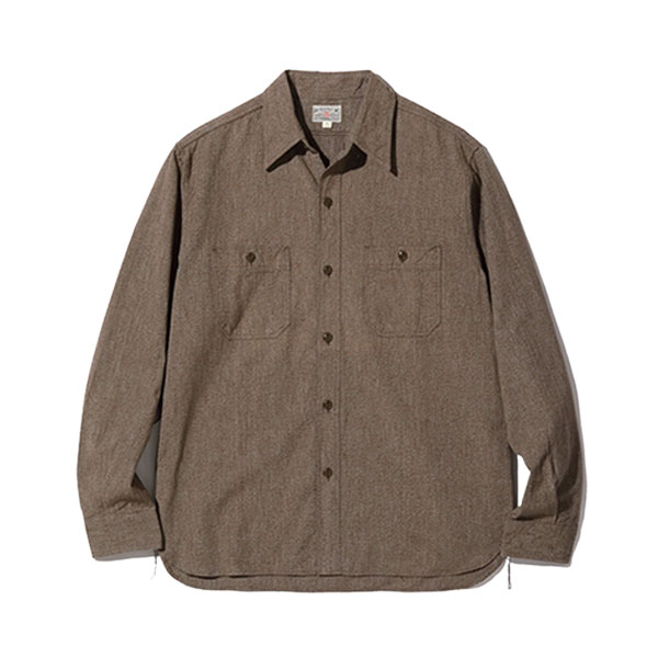 バズリクソンズ 長袖 コットン コバート ワーク シャツ サイズ16 ブラウン BUZZ RICKSON'S（バズリクソンズ）】COTTON COVERT WORK SHIRTS