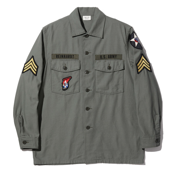 バズリクソンズ【BUZZ RICKSONS】SHIRT MANS COTTON SATEEN OLIVE GREEN SHADE107 “DEMILITARIZED ZONE” ミリタリーシャツ メンズ ジョン・レノン