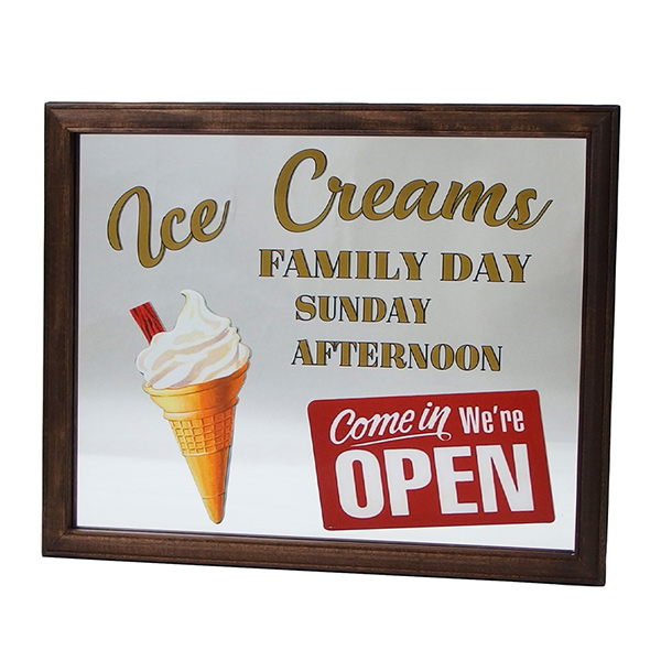 ICE Cream 壁掛け　ビンテージ キーストーン【KEYSTONE】パブミラー CAR OF THE TIMES / ICE CREAMS