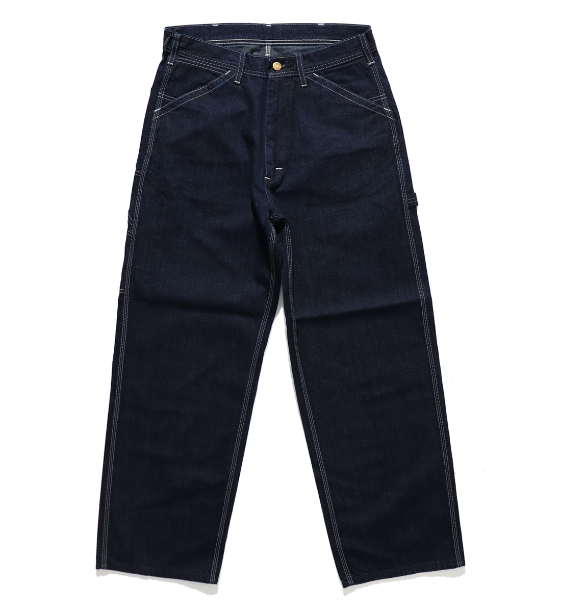 【Lee】良色⭐︎濃紺ワイドシルエットペインターデニムパンツ古着　インディゴ リーLee 古着デニムペインターパンツ ライトオンス 日本製