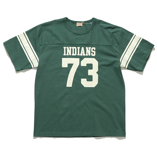 ホワイツビル【WHITES VILLE】WV79155 FOOTBALL SHORT SLEEVE T-SHIRT INDIANS 73 フットボール 半袖 Tシャツ コットン メンズ オーバーサイズ 日本製｜bobsstore｜02