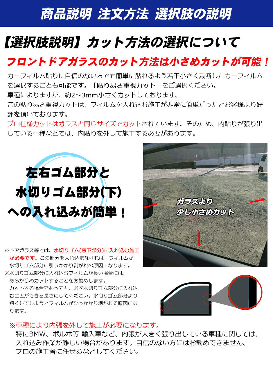 フロントドアガラス カーフィルム 運転席 助手席 左または右 全車種