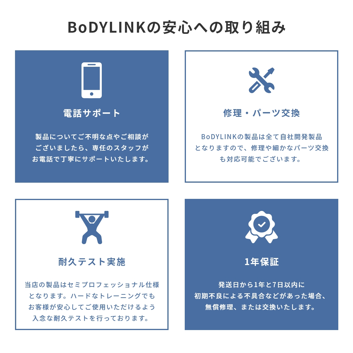 BoDYLINK(ボディリンク)の安心への取り組み