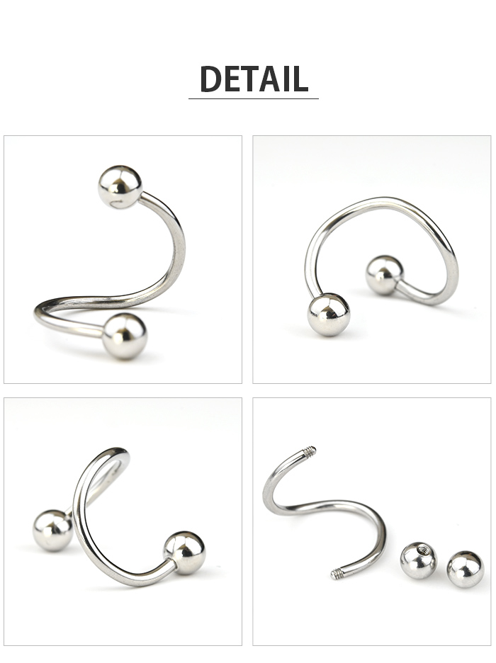 Body-Style ボディピアス スパイラルバーベル 14G 16G ボール シルバー