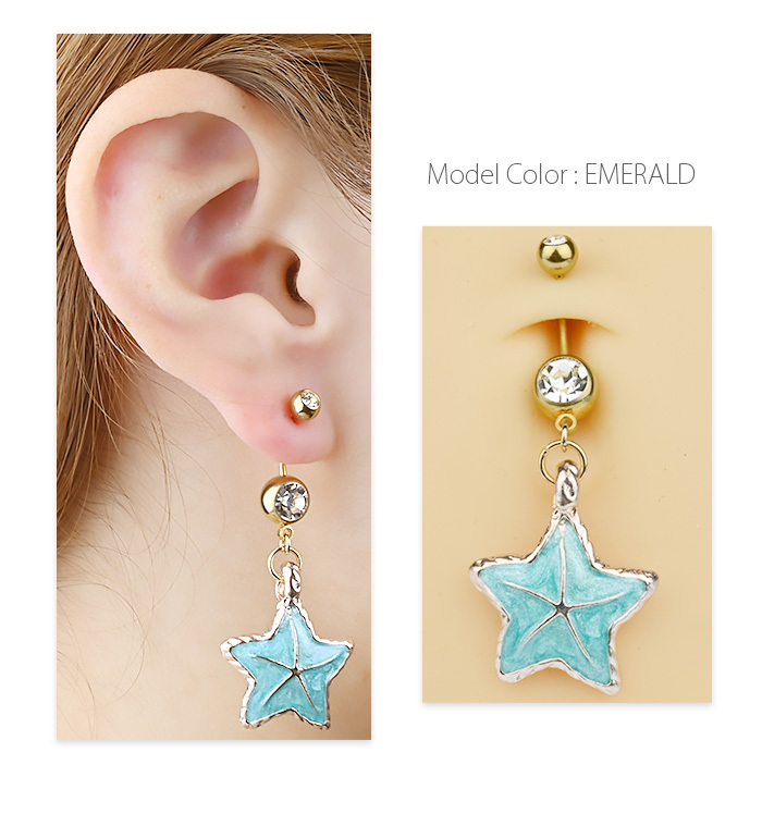 【レビューで送料無料】 へそピアス ボディピアス Body-Style 14G ゴールド ヒトデ 16G アクセサリー