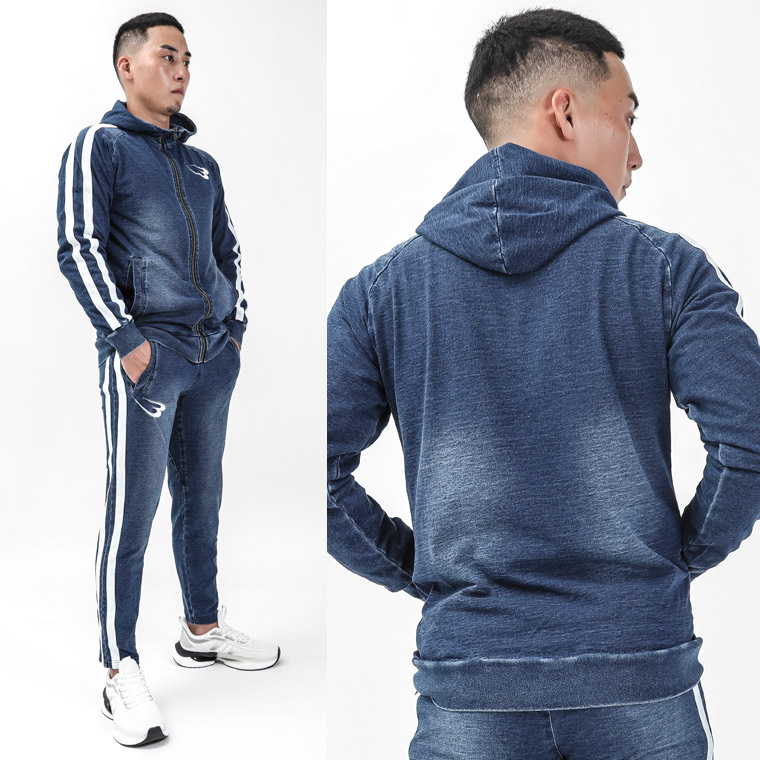BODYMAKER（ボディメーカー） bm plus DENIM-KNIT パーカー DENIM