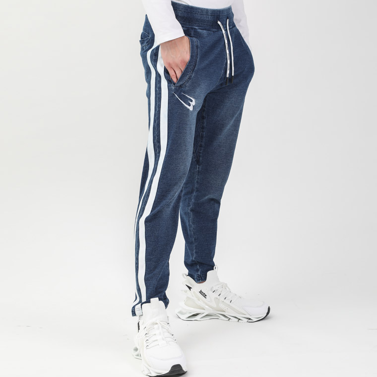 bm plus DENIM-KNIT ロングパンツ BODYMAKER ボディメーカー ＤＥＮＩＭーＫＮＩＴ デニムニット 2本ライン カットデニム ジャージ ロングパンツ デニム |  | 03