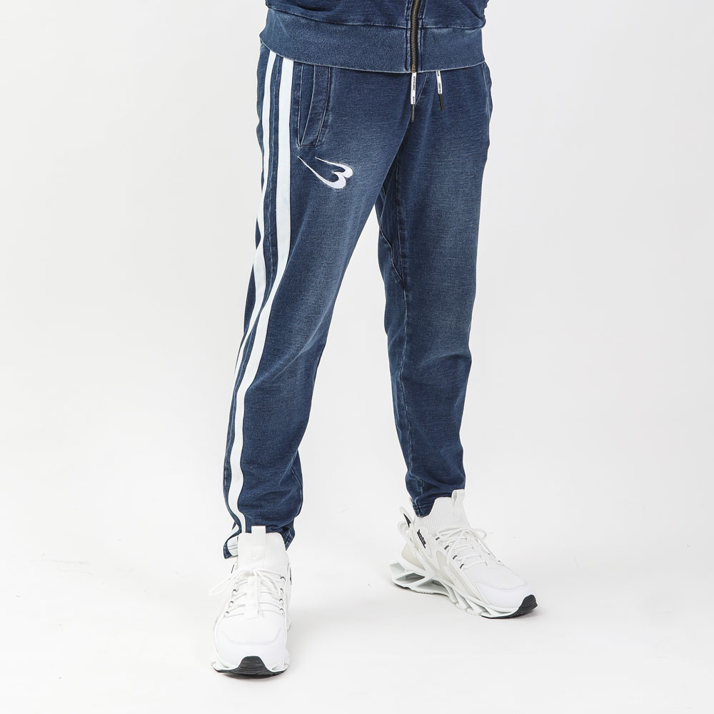 bm plus DENIM-KNIT ロングパンツ BODYMAKER ボディメーカー ＤＥＮＩＭーＫＮＩＴ デニムニット 2本ライン カットデニム ジャージ ロングパンツ デニム |  | 02