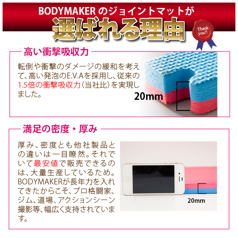 BODYMAKER（ボディメーカー） リバーシブルジョイントマット 2cm 16枚