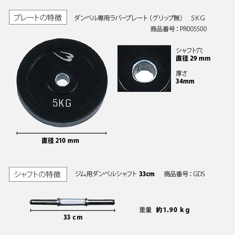 BODYMAKER(ボディメーカー)ジムダンベル34KG ラバーダンベル ベンチプレス トレーニングベンチ 筋トレ グッズ 筋トレ器具 筋トレグッズ  【90日保証】