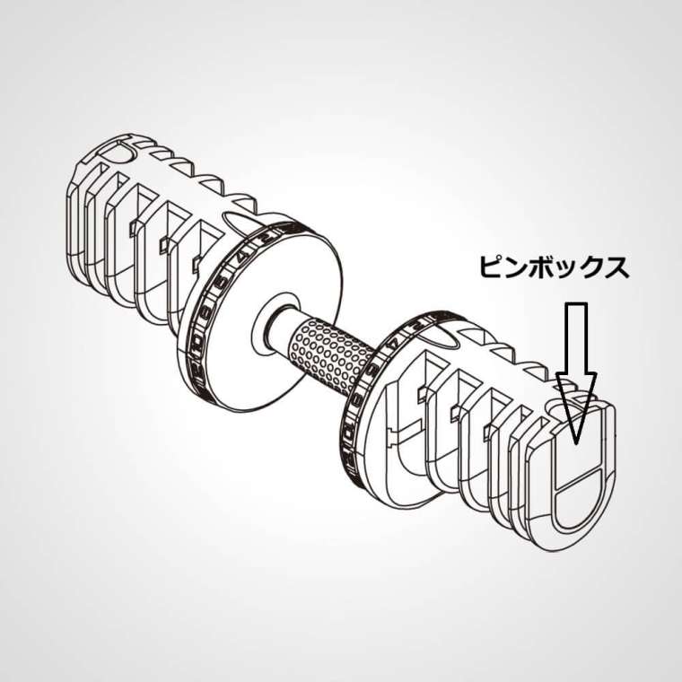 TG401可変式ダンベル36KG ピンボックス1本 BODYMAKER ボディメーカー TB096 TG401可変式ダンベル 36KGの専用パーツ ハンドル ピンボックス | BODYMAKER | 03