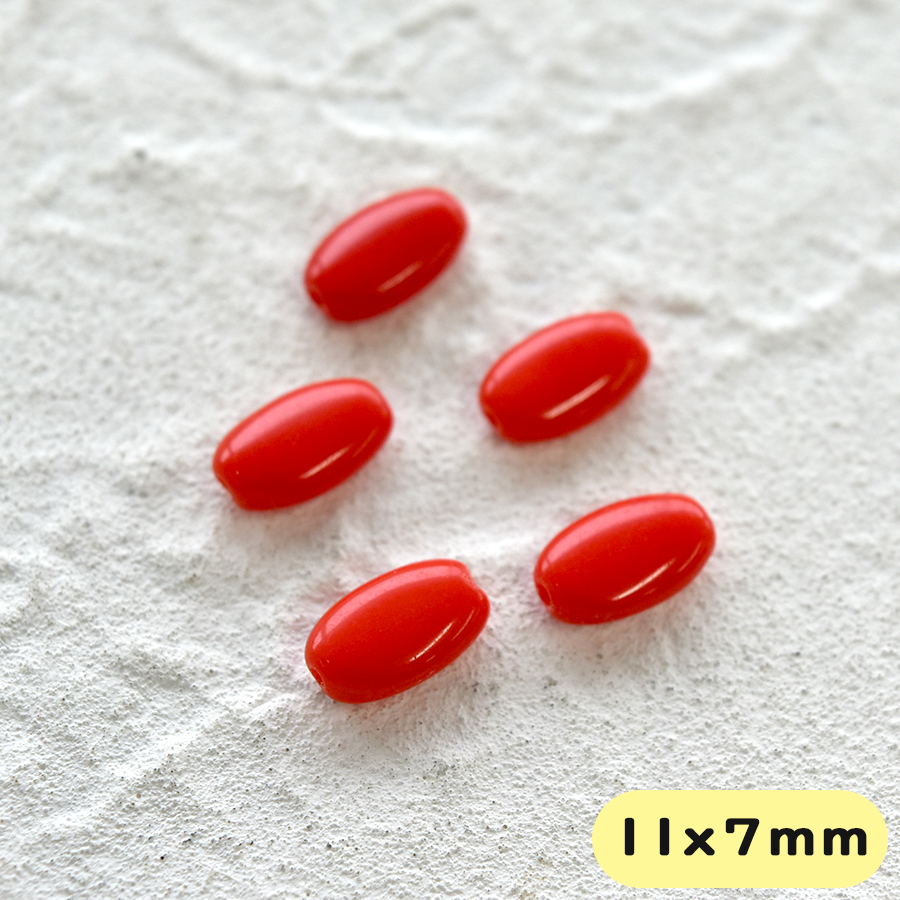 フラットオーバル　11x7mm　オパックレッド