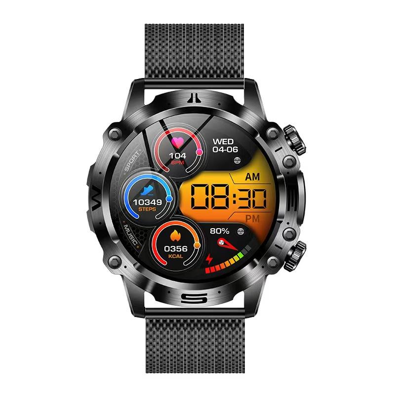 スマートウォッチ 軍用規格 通話機能 ECG心電図測定 心拍数 血圧測定 血糖値 丸形 酸素濃度 温度監視 着信通知 歩数計 SOS緊急コール AI医療診断 音楽 天気 電卓 |  | 08