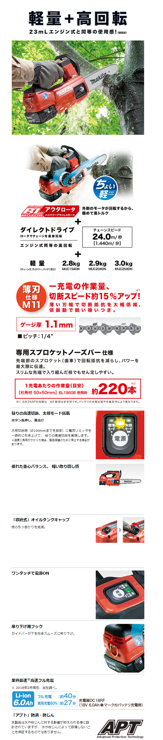 マキタチェンソー充電式MUC154DZNR18V本体のみ