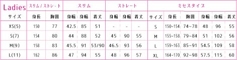 サイズ表レディ