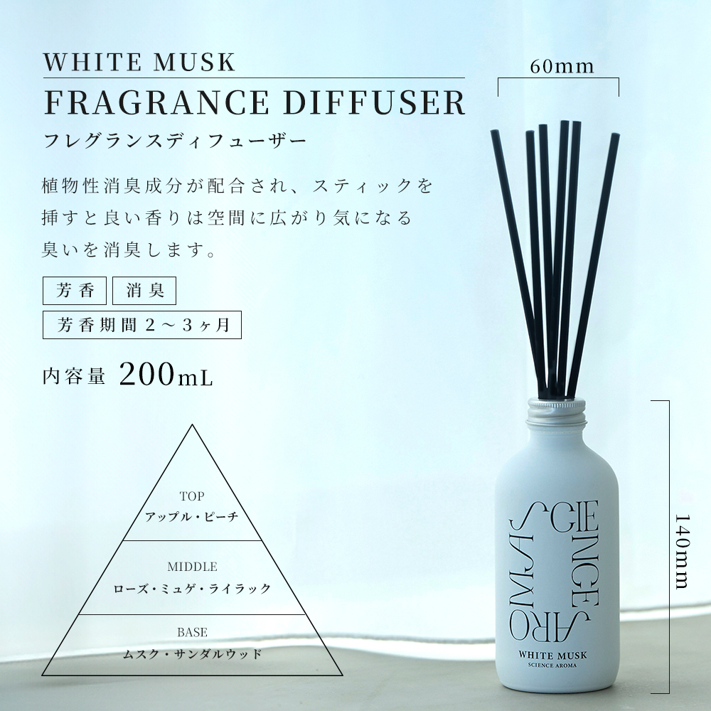 ディフューザー 200ml フレグランス リラックス 癒し 集中力 アロマ