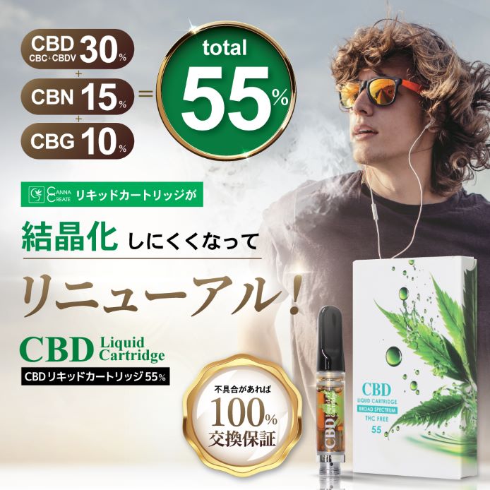 CBD リキッド 55% 1ml 高濃度 ベイプ CANNACREATE ブロードスペクトラム CBD CBN CBG CBC CBDV テルペン  豊富 CBDペン カートリッジ 電子タバコ 禁煙 日本製 TR : cbliquidcartridge : STAR ONLINE Yahoo!店 -  通販 - Yahoo!ショッピング