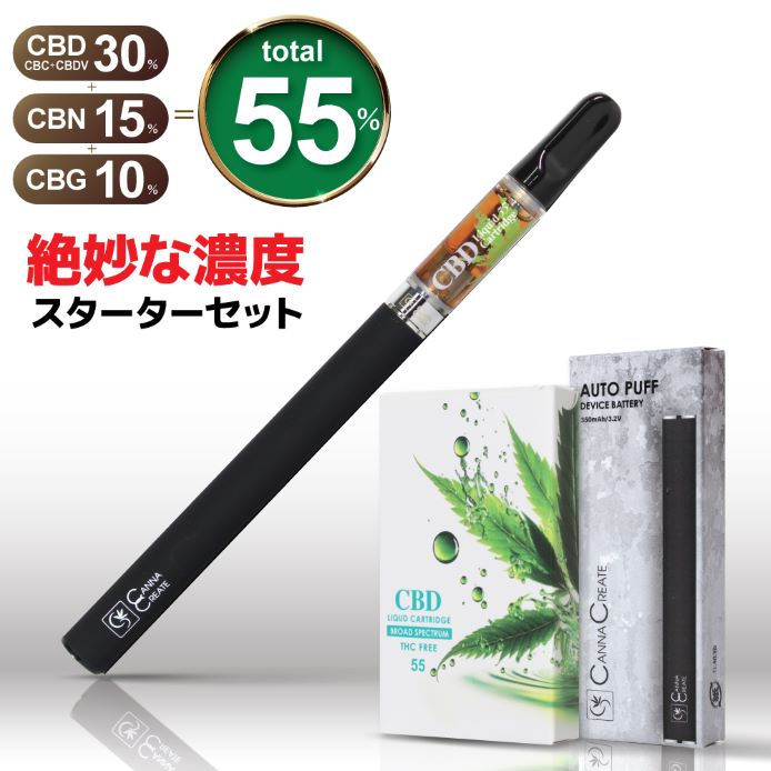 CBD リキッド 55% スターターセット 1ml CANNACREATE 高濃度 ブロードスペクトラム CBD CBN CBG CBC CBDV  テルペン 豊富 CBDペン 電子タバコ 禁煙 日本製 TRVP : cbdquidcartridgedeviceset : STAR ONLINE  Yahoo!店 - 通販 - Yahoo!ショッピング