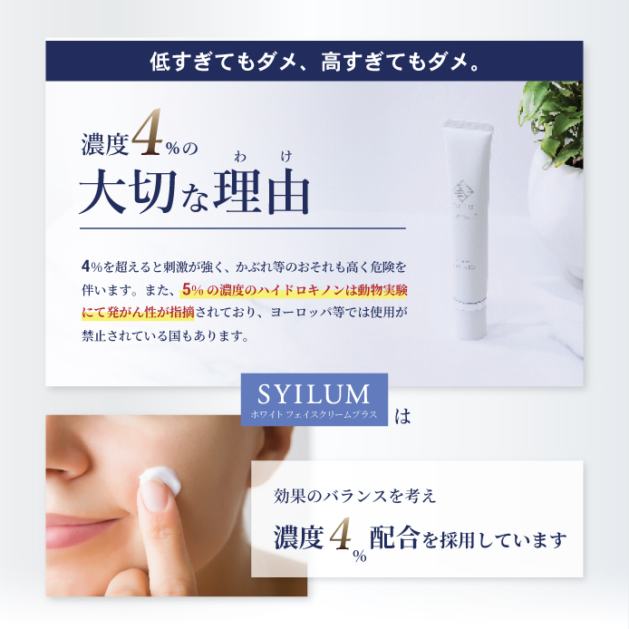 SYILUM リニューアル 純ハイドロキノン 4％ ホワイトフェイスクリーム