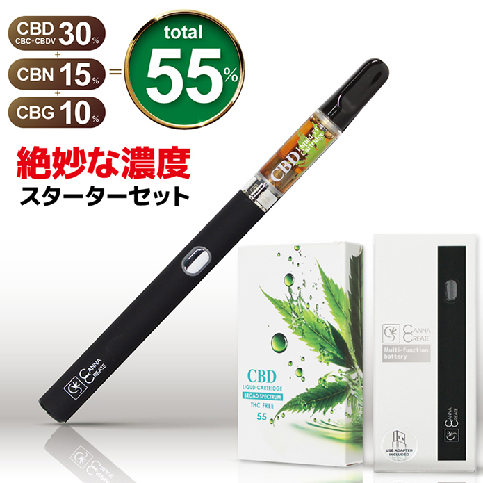 CBD リキッド 55% スターターセット 1ml CANNACREATE 高濃度 ブロードスペクトラム CBD CBN CBG CBC CBDV  テルペン 豊富 CBDペン 電子タバコ 禁煙 日本製 TRVP : cbdquidcartridgedeviceset : STAR ONLINE  Yahoo!店 - 通販 - Yahoo!ショッピング