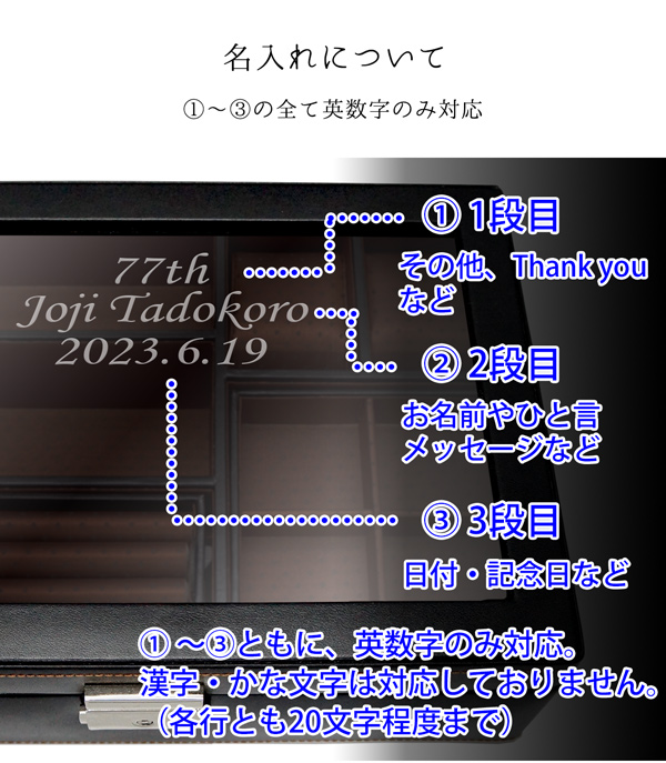 喜寿のお祝いの品 男性 お父さんの宝箱 単品 2週間発送コース ジュエリーボックス 名入れ 時計ケース 刻印 ジュエリーケース 喜寿祝い プレゼント 77歳 贈り物｜bondsconnect｜08