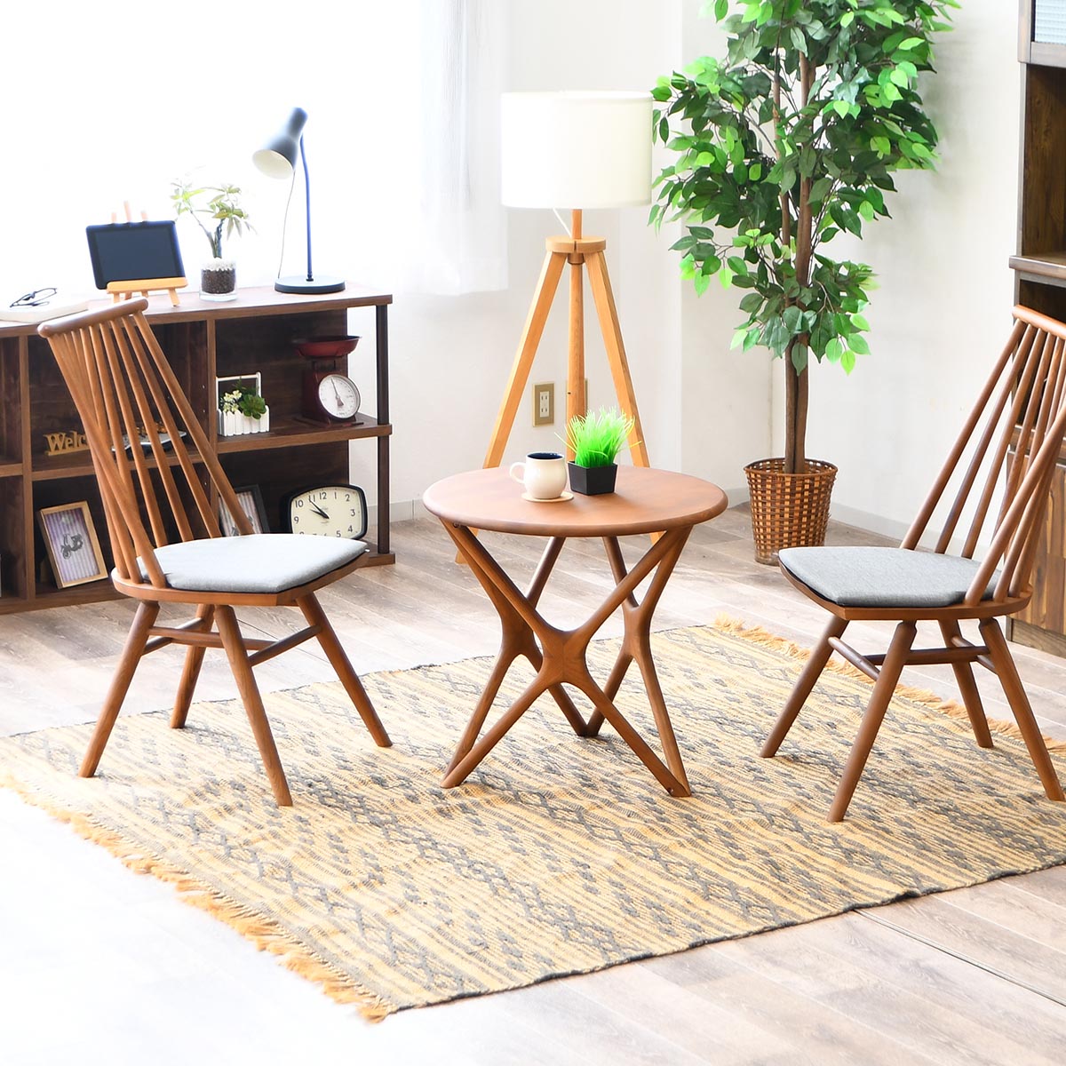 ダイニングテーブル 丸テーブル カフェテーブル セット 2人 3点セット