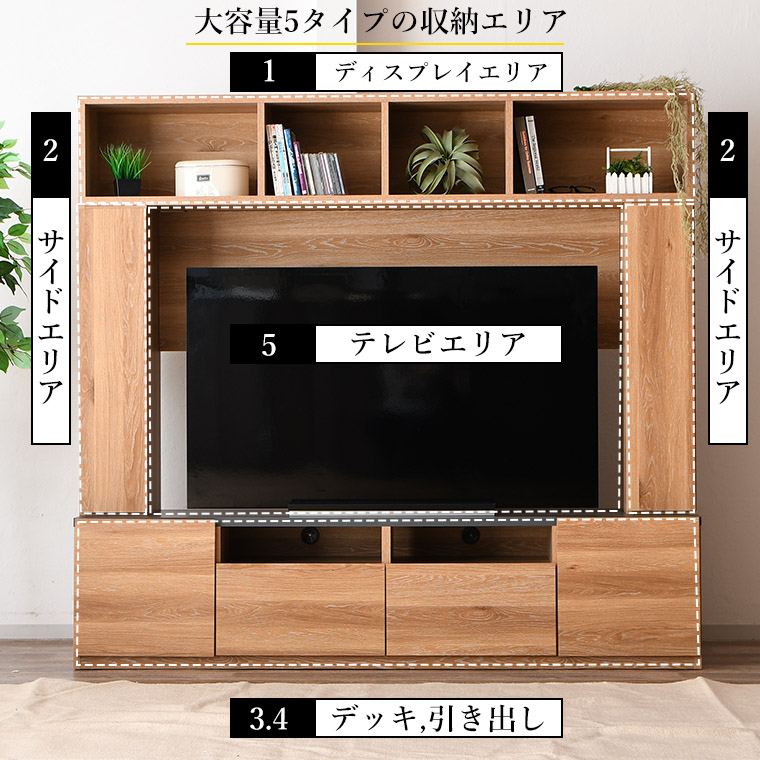 テレビ台 ハイタイプ 日本製 壁面収納 ラック テレビボード TV台 収納ラック 棚 木製 AVボード 韓国風 : 51020 :  オリジナル家具の店BONIR ヤフー店