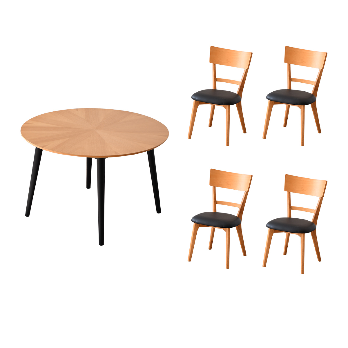 ダイニングテーブルセット 丸テーブル 円形 木製テーブル 4人掛け 5点セット ミーティングテーブル｜bonir-yhs｜02