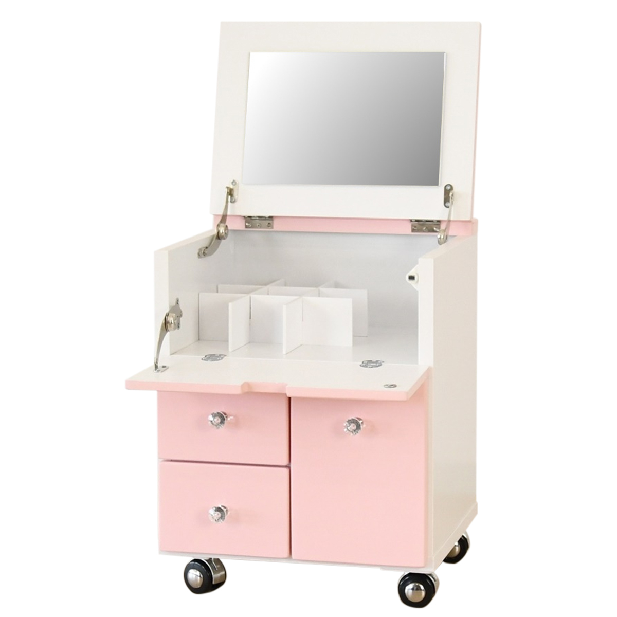 メイクボックス ドレッサー 子供 一面鏡 鏡付き ミラー付き 収納 大