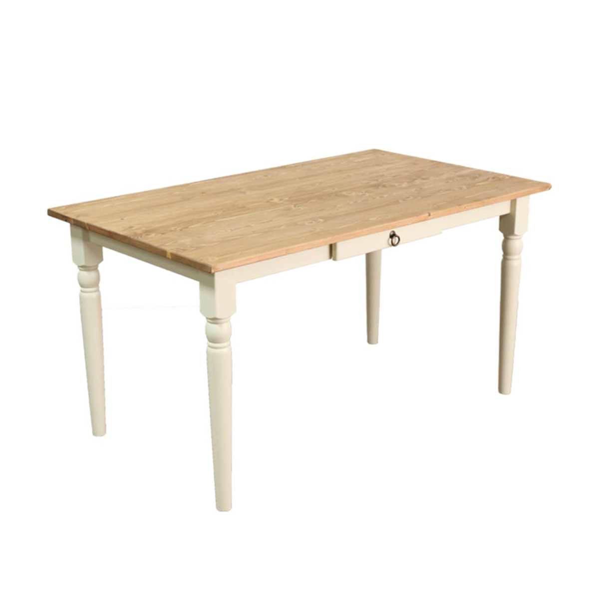 カントリー家具 テーブル ダイニングテーブル 引き出し付き パイン 幅135cm 4人掛け 木製 お...