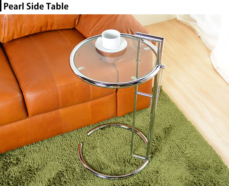 ガラステーブル サイドテーブル ガラス 丸型 円形 昇降 おしゃれ 安い 